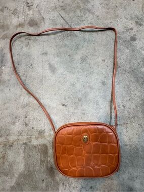 Vintage 1970’s/80’s Dover Cognac Faux Crocodile Crossbody Travel Bag